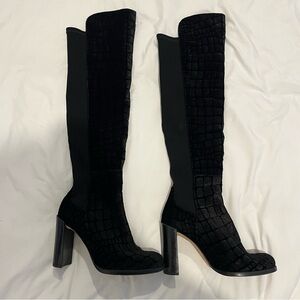 Stuart Weitzman Croc Velvet Boots